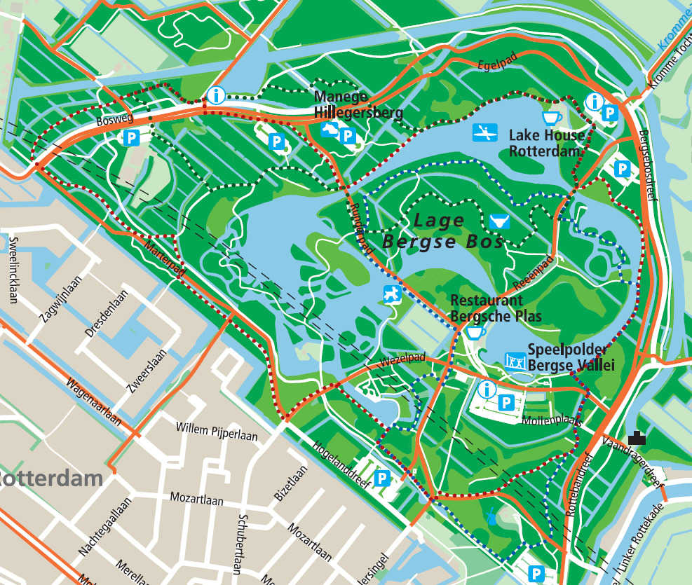 wandelroutekaart lage bergse bos